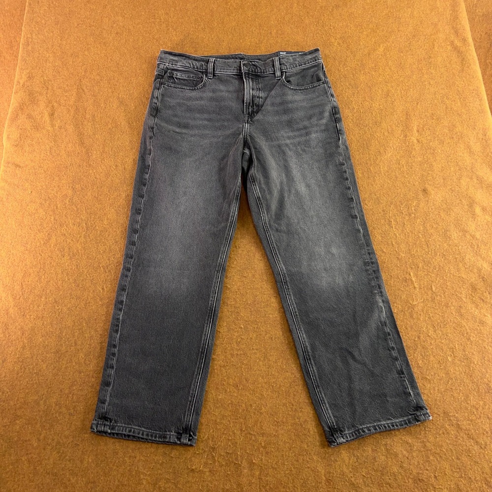 American Eagle Womens 12 Short Black High-Rise Stretch Straight Jeans NWT